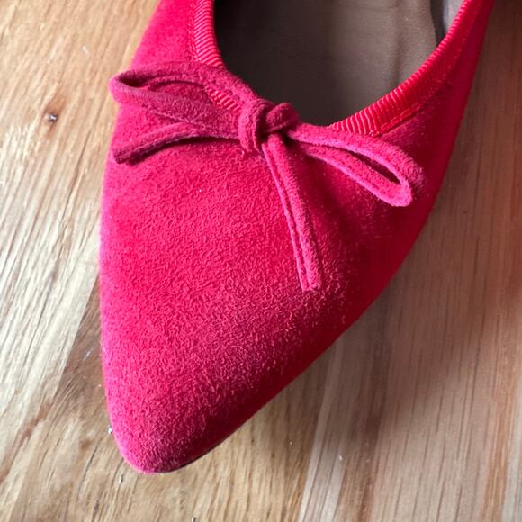Margaux Suede The Pointe Flats in "Poppy" Red Size 40.5 US 9.5 - Picture 3 of 9